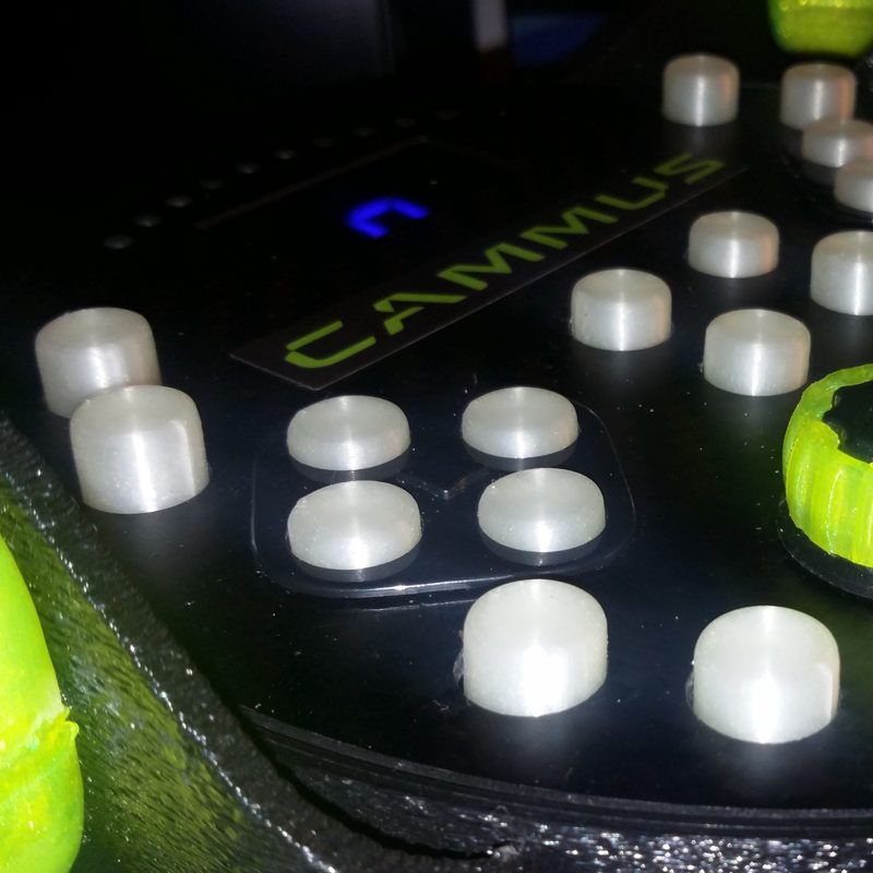 Glow PLA button caps in three heights on the C5's carbon face