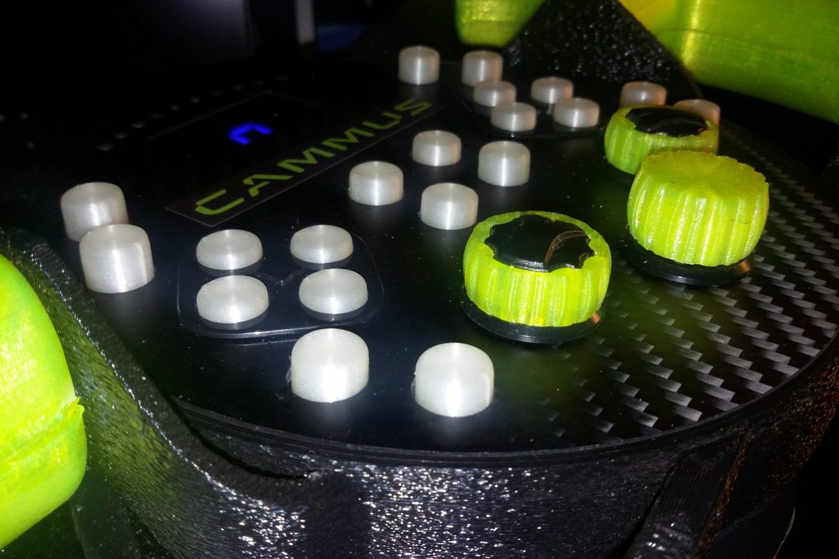 Glow PLA button caps in three heights on the C5's carbon face