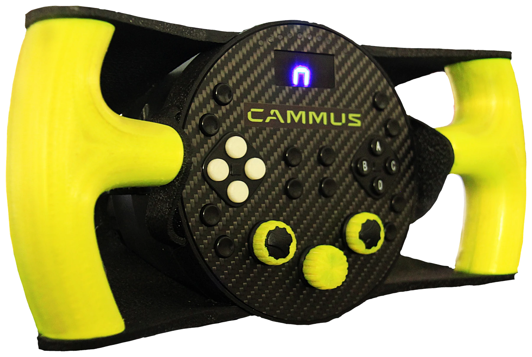 A CAMMUS C5 fitted with the GT conversion kit: black structure, lime grips, the original carbon face and buttons in the middle